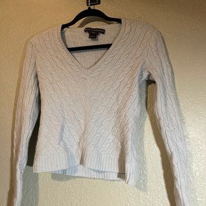 Ralph Lauren Cable-Knit Cotton V-Neck Sweater